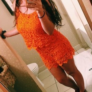 orange lace romper